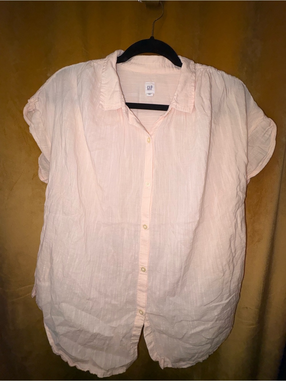 GAP Pale Pink Short-Sleeve Button-Down Shirt